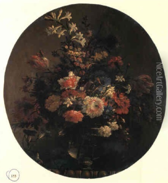Vaso Di Fiori Oil Painting - Jean-Baptiste Monnoyer