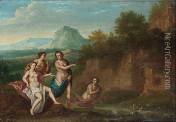 An Italianate Landscape With Nymphs Beside Ruins Oil Painting - James (Sir) Palmer