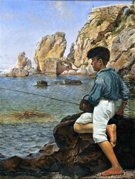 Pescatorello Ad Amalfi Oil Painting - Vilhelm Peter Karl Kyhn