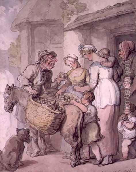 The Apple Vendor: Baking and Boiling Apples Oil Painting - Thomas Rowlandson