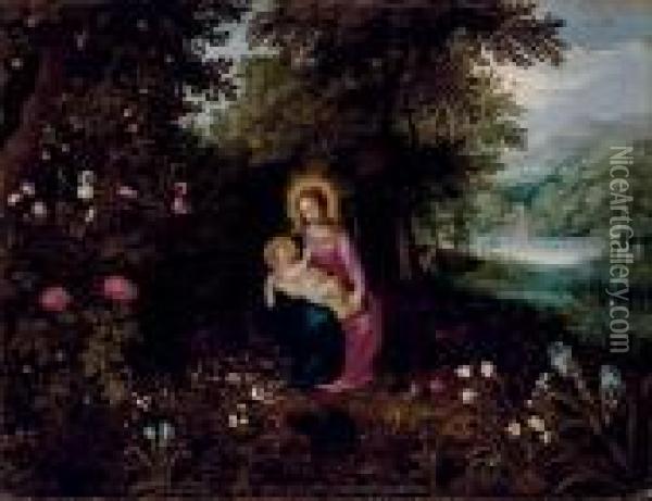 Vierge A L'enfant Dans Un Paysage Fleuri Oil Painting - Jan Brueghel the Younger