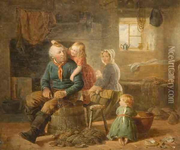 The Fishermans Family Oil Painting - William Helmsley