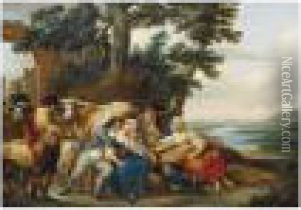 La Recreation Des Moissonneurs Oil Painting - Louis Joseph, Dit Watteau De Lille