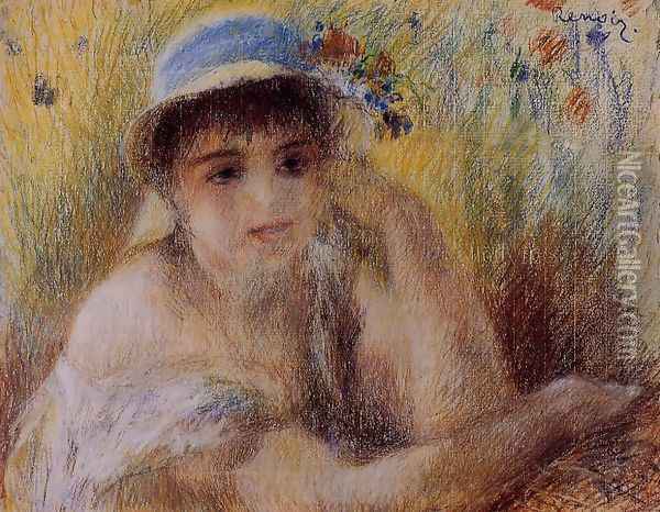 Woman In A Straw Hat2 Oil Painting - Pierre Auguste Renoir