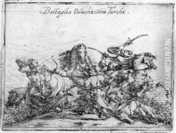 Bitwa Polakow Z Turkami Oil Painting - Johann Wilhelm Baur