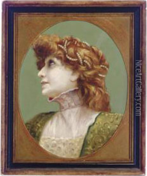 Portrait Of Sarah Bernhardt Oil Painting - Walter E. Spindler