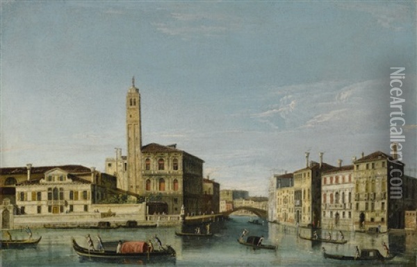 Venice, A View Of San Geremia And The Entrance To The Cannaregio Oil Painting -  Master of the Langmatt Foundation Views