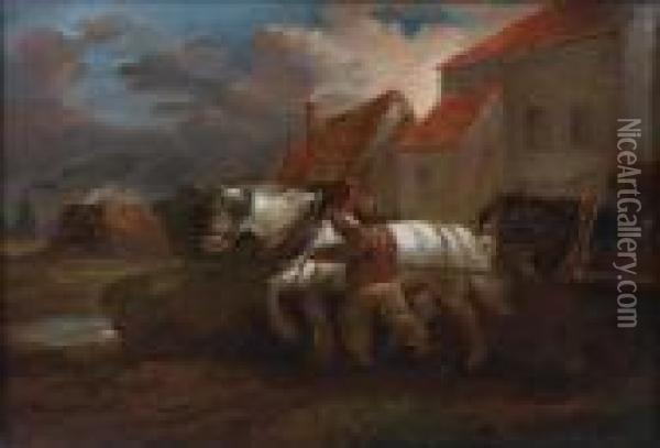 Carter And Horses Oil Painting - George Morland