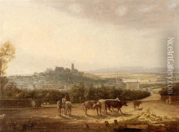 View Of Lancaster From The East Oil Painting - John Henderson the Elder