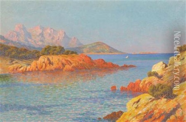 La Baie D'agay, Esterel Oil Painting - Tom Morel de Tanguy