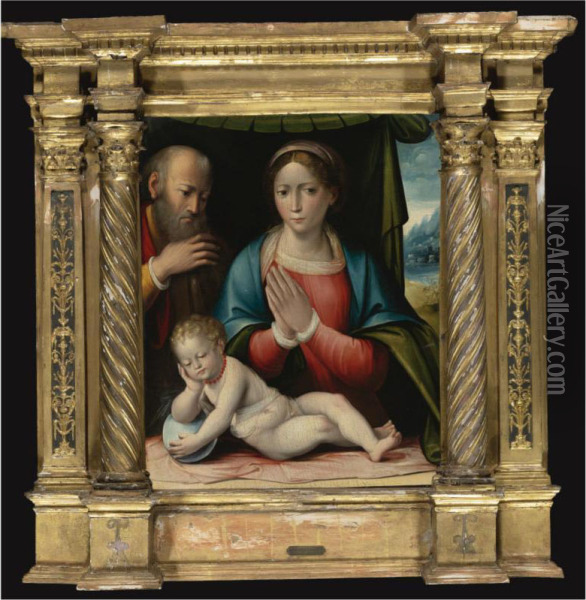 The Madonna And Child With Saint Joseph Oil Painting - Giulio Francia