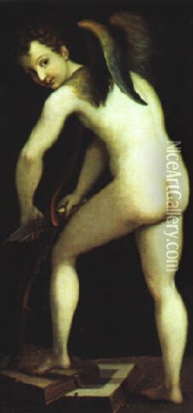 Amor Als Bogenschnitzer Oil Painting -  Parmigianino