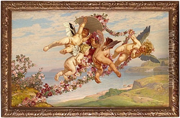 Putti Oil Painting - Julius Johann Ferdinand Kronberg