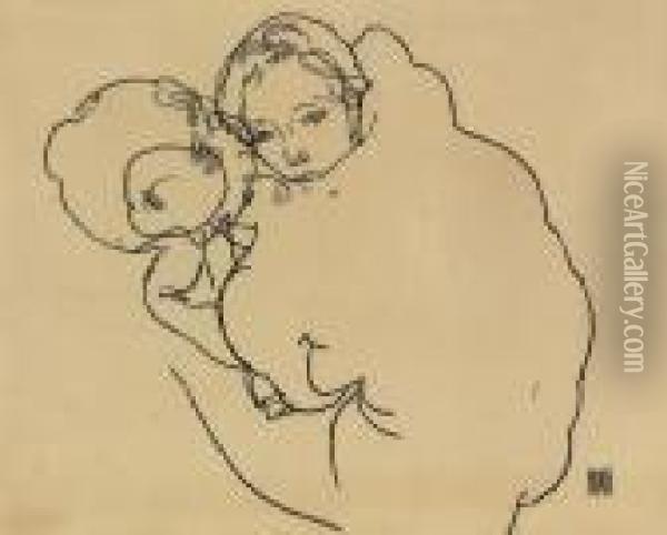 Mutter Und Kind Oil Painting - Egon Schiele