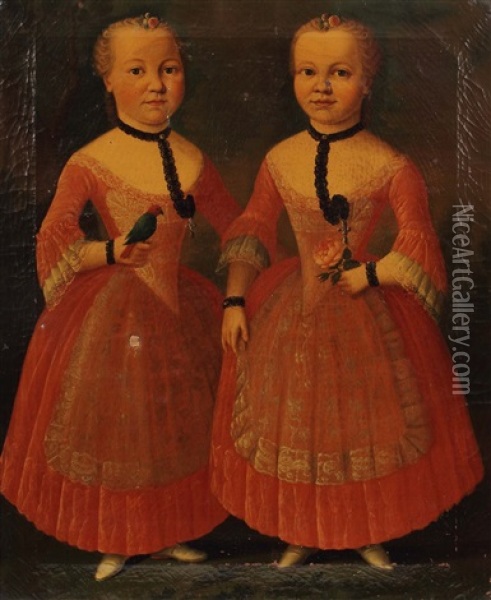 Doppelportrat Der Schwestern Caroline Und Elisabetha Von Stockum Oil Painting - Franz Lippold