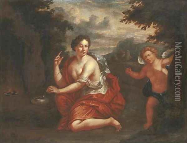Venus and Cupid in a wooded landscape Oil Painting - Jean Francois de Troy