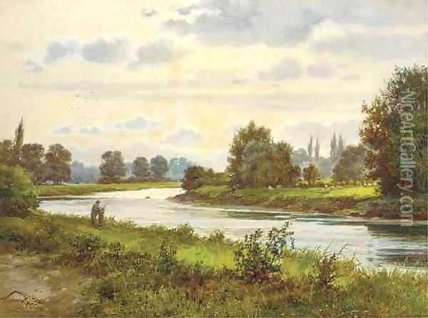 The Thames at Kew Oil Painting - Justus Hill
