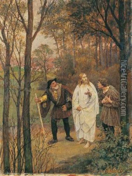Christus Und Die Junger Von Emmaus Oil Painting - Eduard (Karl-Franz) von Gebhardt