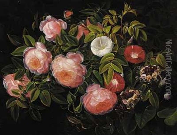 Lyserode Roser Og Snerler Oil Painting -  Louise (Queen of Denmark)