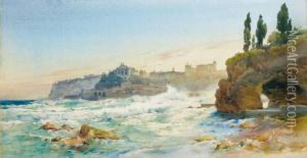 Roquebrune Oil Painting - Ernest Louis Lessieux