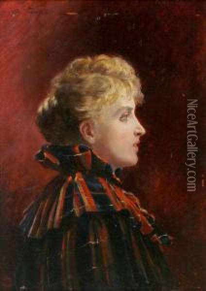 Portraitde Femme De Profil Oil Painting - Albert Vianelli