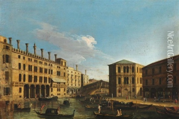 Vue De Venise Avec Le Pont Du Rialto Et Le Palais Camerlenghi Oil Painting -  Master of the Langmatt Foundation Views