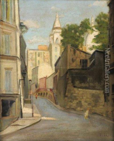 La Rue Saint Vincent A Montmartre Oil Painting - Alphie Iker
