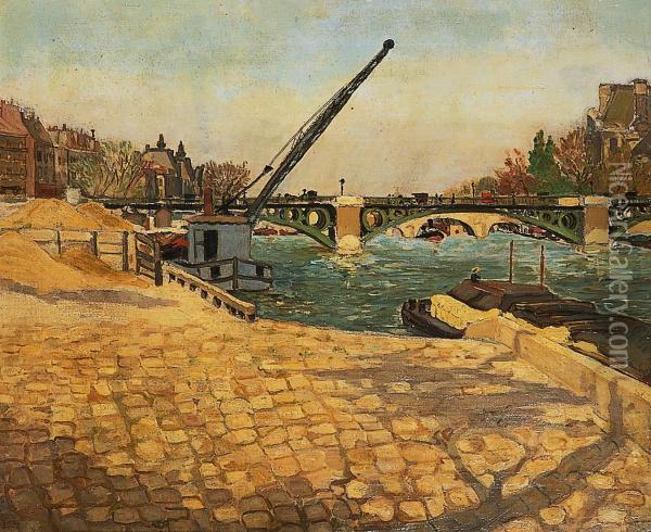 Paris, Les Quais De Seine Oil Painting - Jacques Lederer