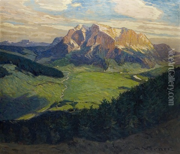 In The Alps Oil Painting - Max Werner