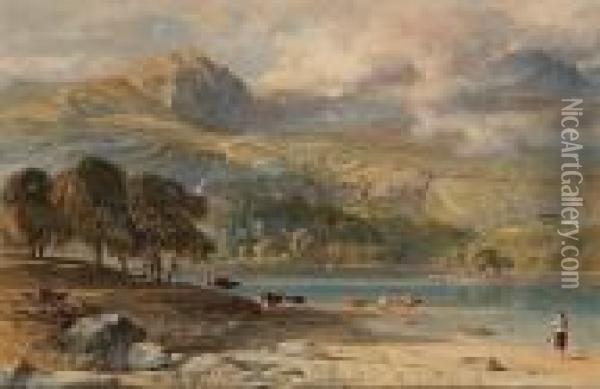 On The Banks Of Loch Tay Oil Painting - George Arthur Fripp