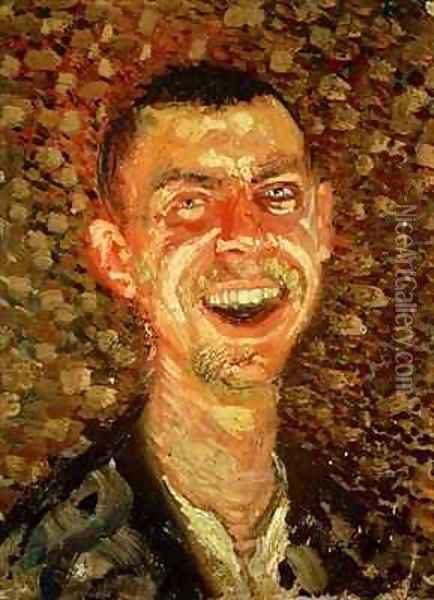 Self Portrait Laughing Oil Painting - Richard Gerstl
