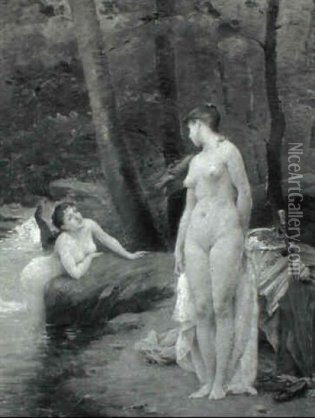 The Bathers Oil Painting - Jules Scalbert