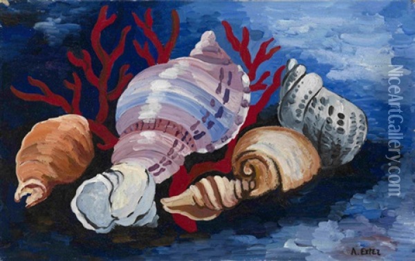 Still Life With Sea Shells Oil Painting - Alexandra Exter