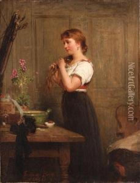 Young Girl At Her Boudoir Oil Painting - Theodor Von Der Beek
