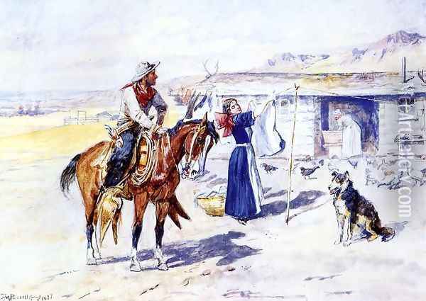 Thoroughman's Home on the Range Oil Painting - Charles Marion Russell