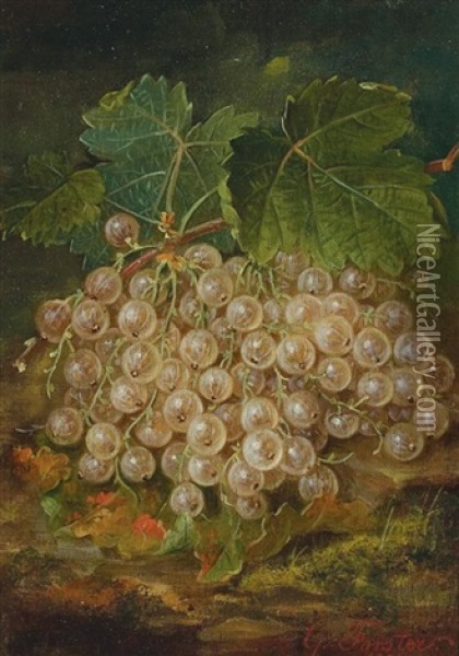 Still Life With White Currants (+ Still Life With Red Currants; Pair) Oil Painting - George Forster
