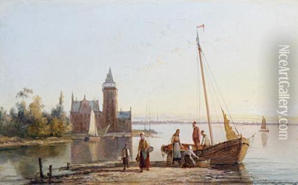 Enkhuizen On The Zuider Zee, Holland Oil Painting - William Raymond Dommersen