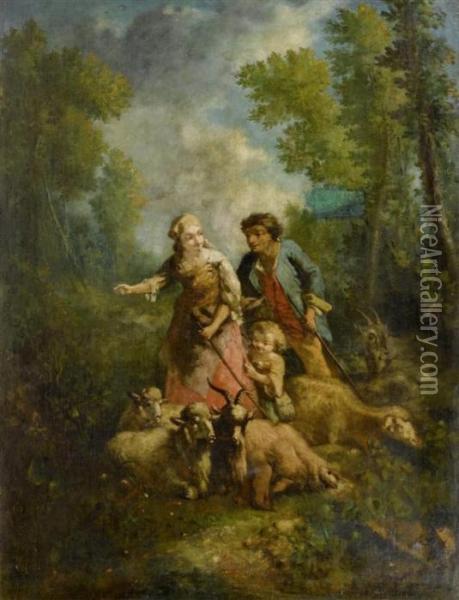 Shepherd Couple Oil Painting - Jean-Honore Fragonard