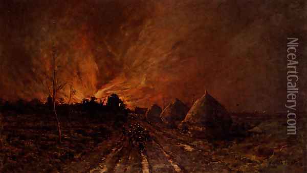 The Conflagration Oil Painting - Emile Adelard Breton