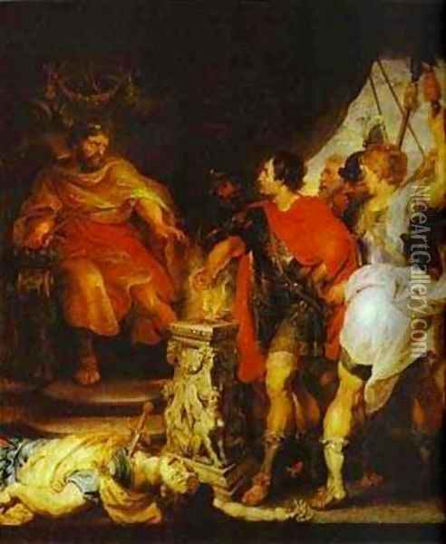 Peter Paul Rubens And Anthony Van Dyck Mucius Scaevola Before Porsenna 1620 Oil Painting - Peter Paul Rubens