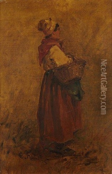 Femme Au Panier Oil Painting - Leon Germain Pelouse