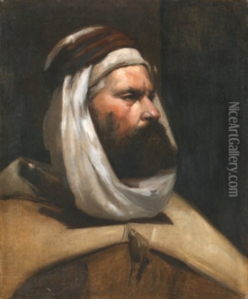 Portrait D'un Caid Algerien Oil Painting - Eugene Alexis Girardet
