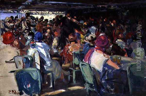 Cafe Scene Oil Painting - Pedro Ribera