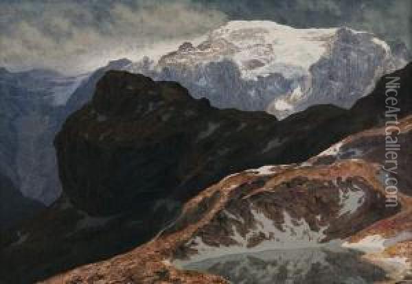 Panorama Alpin Oil Painting - Leonhard Steiner