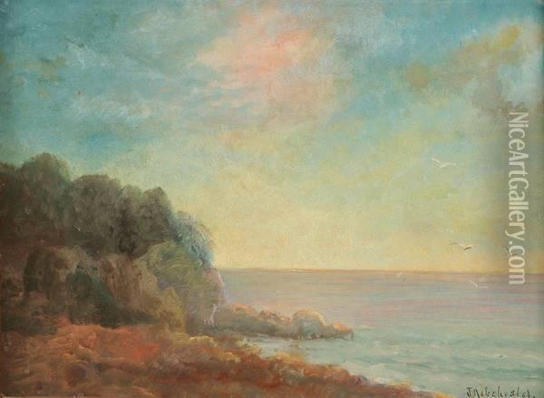 Sunlit Coast At Dawn Oil Painting - John Ribchester