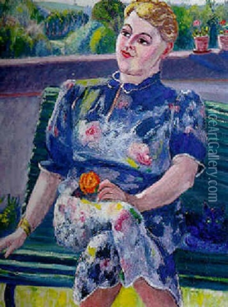 Femme Assise A La Rose Oil Painting - Roderic O'Conor