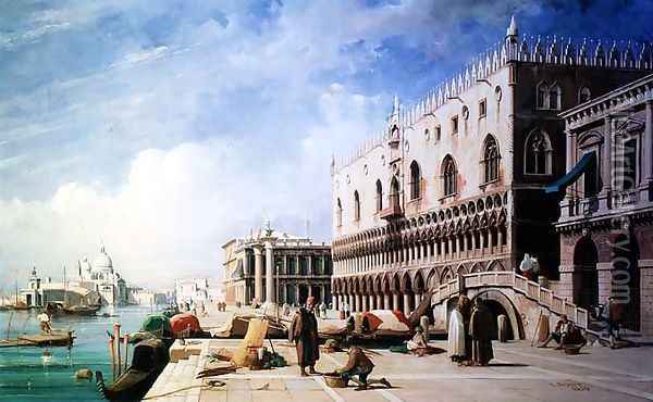 The Quayside Venice Oil Painting - Jules Romain Joyant