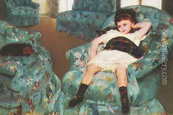 Little Girl in a Blue Armchair, 1878 Oil Painting - Mary Cassatt