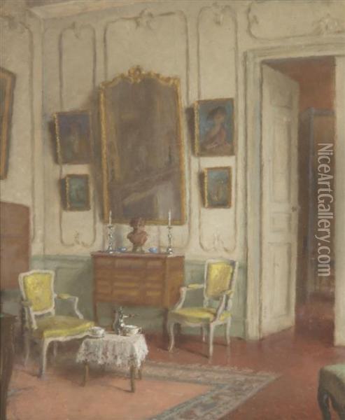 White Parlor Oil Painting - Leonce Joseph V. De Joncieres
