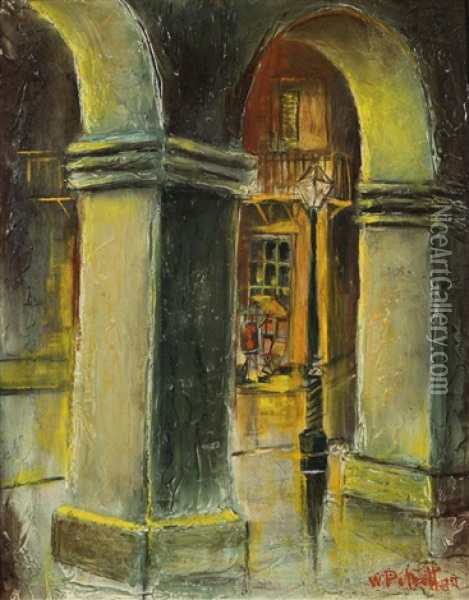 A Paris Archway At Night Oil Painting - Wladimir Petroff